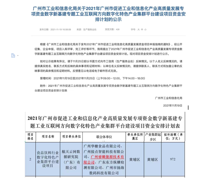  承建广州市食品饮料行业数字化特色产业集群平台